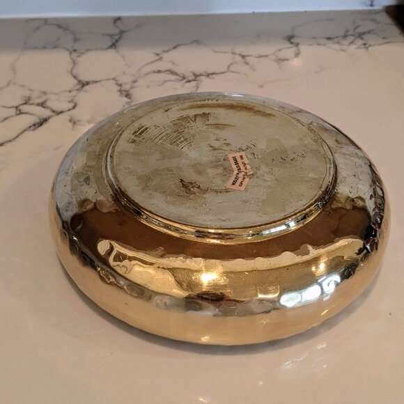 Hammered Solid Brass Floral Planter India 8.5" X 3" - Picture 2 of 7